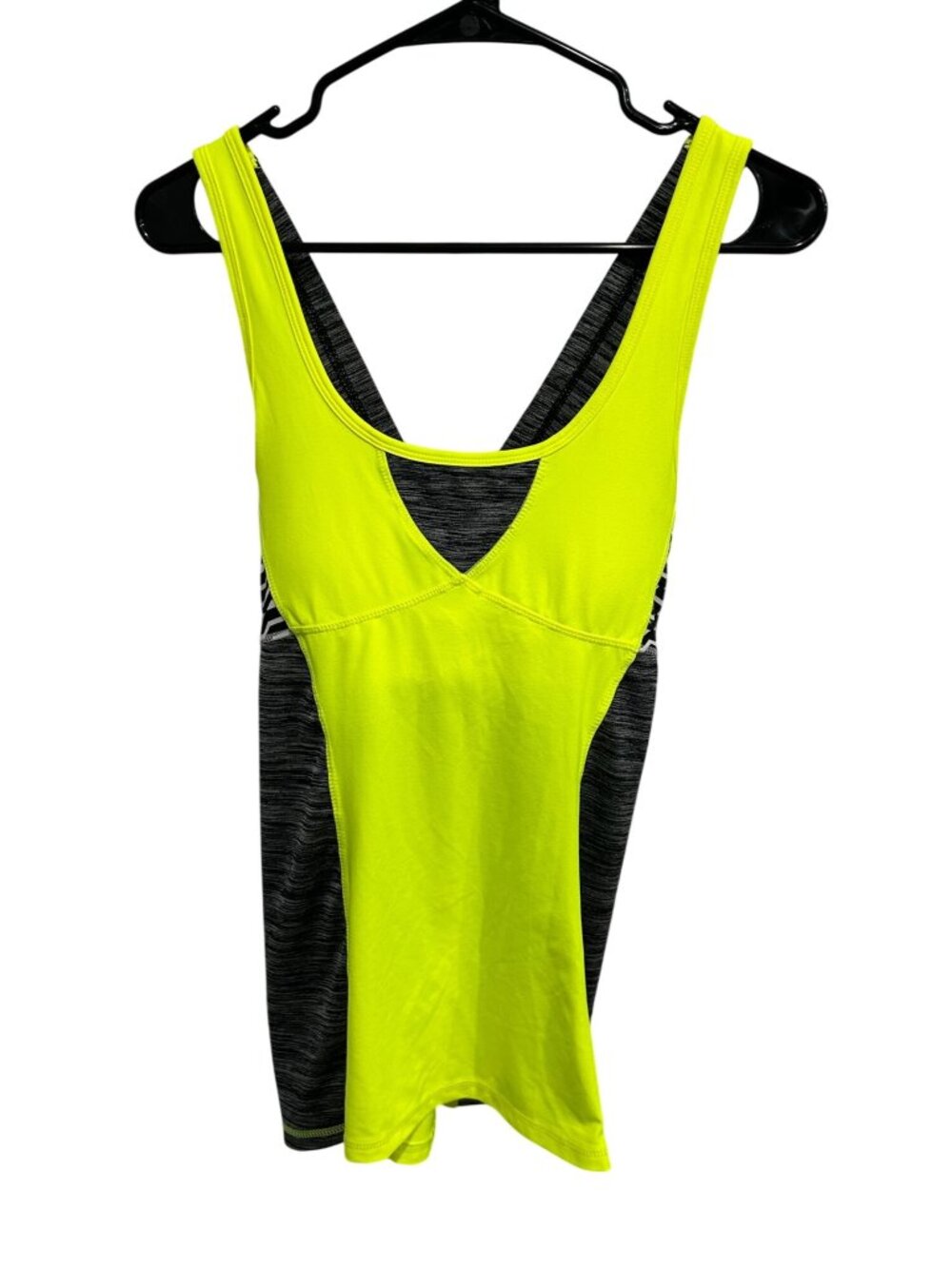 Kyodan Womens Neon Yellow Gray Racerback Striped Tank Top Size L Gorpcore Sporty